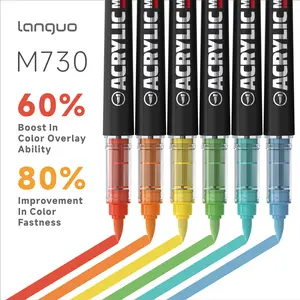 Languo Pro Acrylic Marker Pen Set, Large Capacity Ink Refills, Soft Tip Design, Ideal for Drawing & Marking, Durable Art Supplies