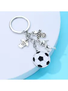 A keychain featuring a football player's image, suitable as a small gift for fans and supporters, Soccer Player Keychain
