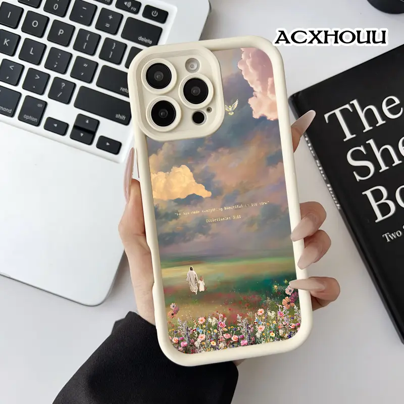 Divine Timing Floral Field Silicone Soft Shell Protective Cover - Shockproof, Lightweight, Anti-Scratch Mobile Phone Accessory for iPhone 17, 16 E Pro Max, 15 Plus, 14, 13, 12, 11, XS, XR | Mobile Phone Accessories, Protective Mobile Accessory