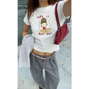 Y2K Nara Life Is Only One - 90s Baby Tee, Graphic Shirt Crop, Coquette, Vintage Design, trendy Baby Tee, Coquette Vintage Design