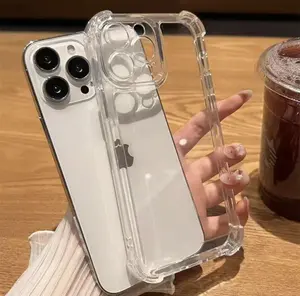 Suitable for Apple 17 Pro Max Phone Case Transparent iPhone 16 Four-Corner Airbag 13 Shockproof 12 Simple 11 Soft Case