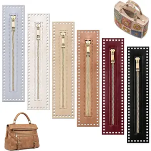 6 count Crochet Zippers with Holes, PU Leather Zipper for Bags, 10.62 x 2.17 Inch Closed-End Bulk Zippers for Sewing, Crochet Bag Accessories and Supplies for DIY Crafts