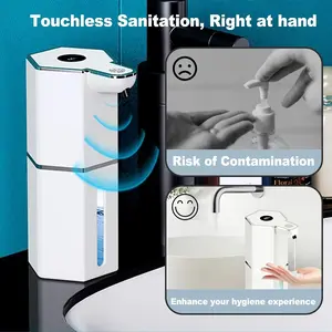 Contactless soap dispenser, automatic foaming, USB rechargeable electric wall-mounted unit, adjustable 4-level foam pump, suitable for bathroom, kitchen, dishwashing, leak-proof design, white, perfect home gift Utensils