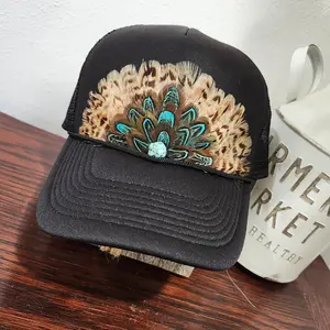 Feather Trucker Hat BLACK