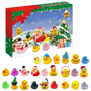 Advent Calendar, 24 Christmas Holiday Bath Rubber Ducks, Rubber Material, Smooth and Burr-Free Exterior, Christmas 24 Days Countdown Advent Calendar for Any Holiday or Occasion