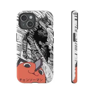 Pochita Chainsaw Man Tough Phone Case, Anime Fan Protective Cover, Compatible with iPhone 11-17 Pro Max/Plus and Samsung Galaxy S23-25