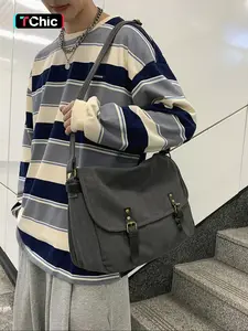 Vintage Solid Color Canvas Crossbody Shoulder Bag, Durable Material Everyday Bag, Perfect Accessory for Daily Use, Casual Style, All Seasons