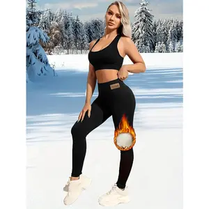 Womens Plush Thermal Pants Soft  Comfy Winter Tights Slim Elastic Lingerie  Sleepwear