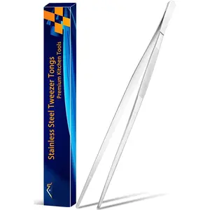 16 Inch Cooking Tweezers Extra Long Kitchen Tweezers, Large Stainless Steel Tweezer Tongs for Cooking Grilling and BBQ
