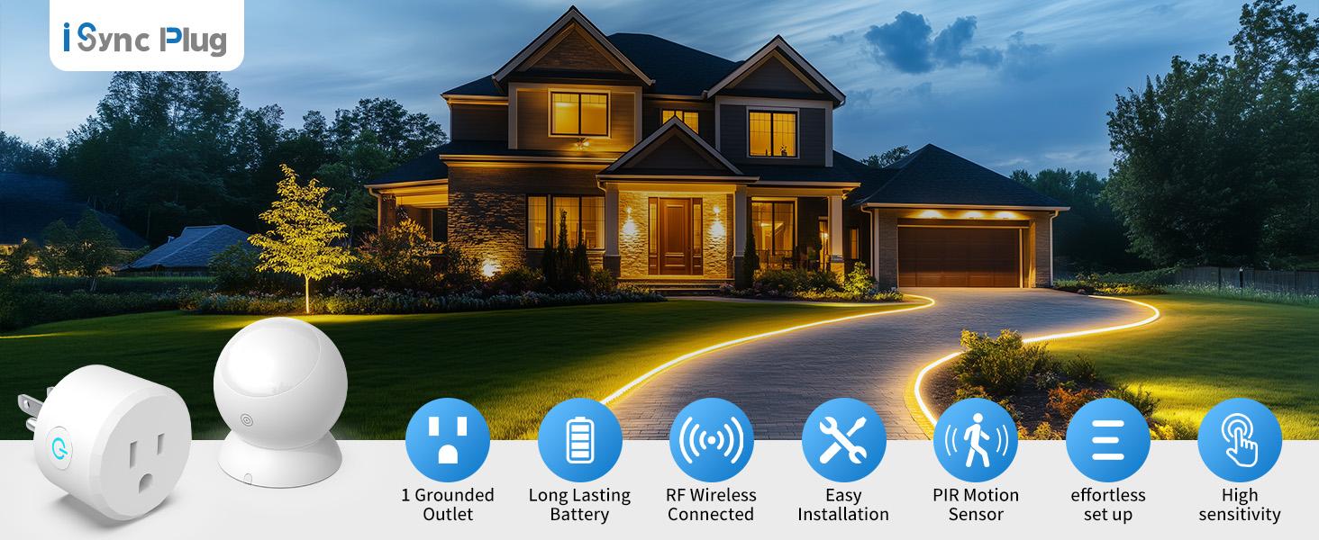 Wireless Motion Sensor Outlet with Timer, Plug-N-Play PIR Motion Activated Switch, Indoor Motion Detector for Lights & Exhaust Fan (110V-120V) of Bathroom, Garage, Laundry Room