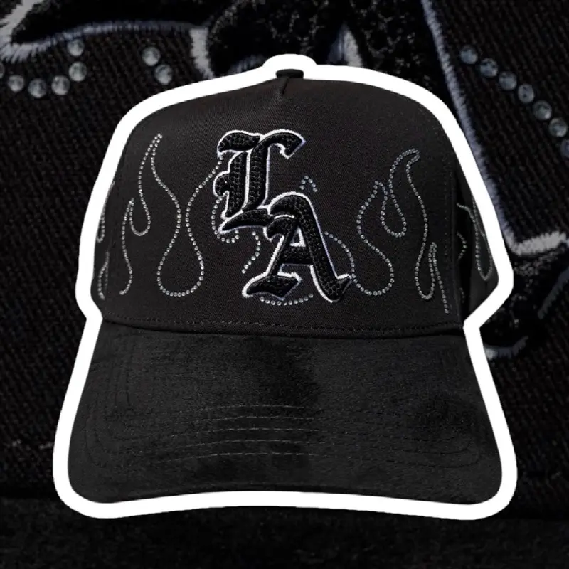 Estilo Selecto Hats LA Crystal Flames Limited Edition Premium Suede Snapback with Unique Flame Design and Certificate