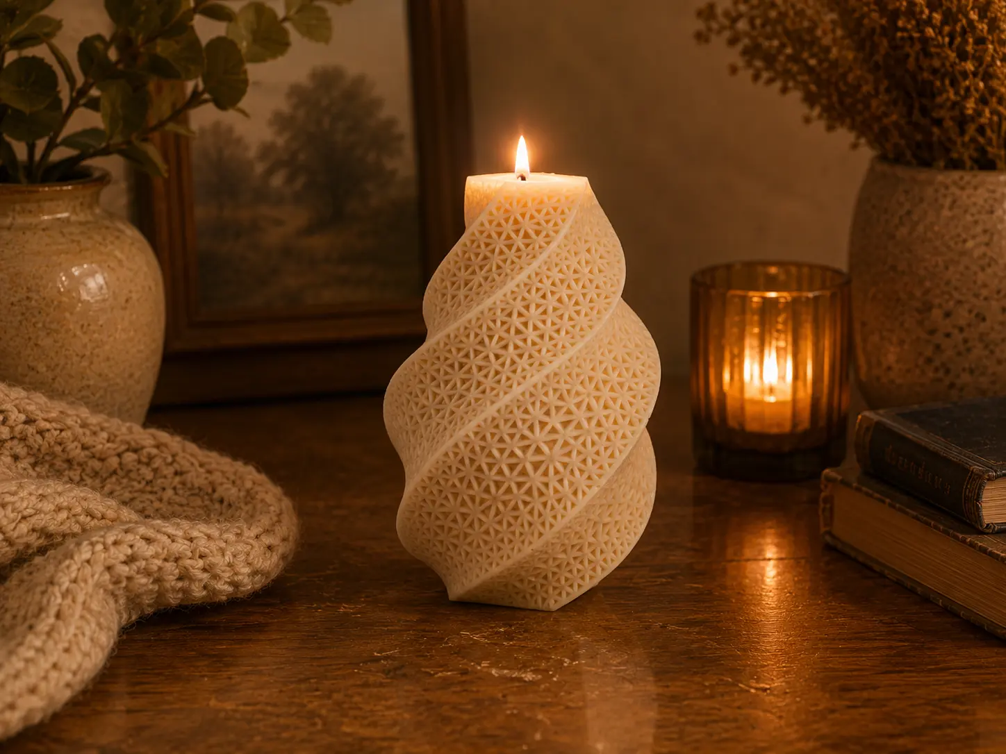 Abstract Spiral Sculpture Candle 5.5x3.75 inches