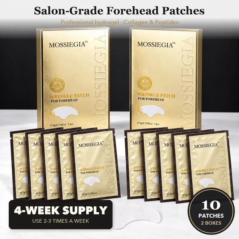 Collagen Wrinkle Patches for Forehead – 10 Hydrogel Forehead Pads in 2 Boxes, Peptide Complex for 11's, Frown Lines & Fine Lines, Firming Salon-Style Forehead Mask - MossieLift by MOSSIEGIA
