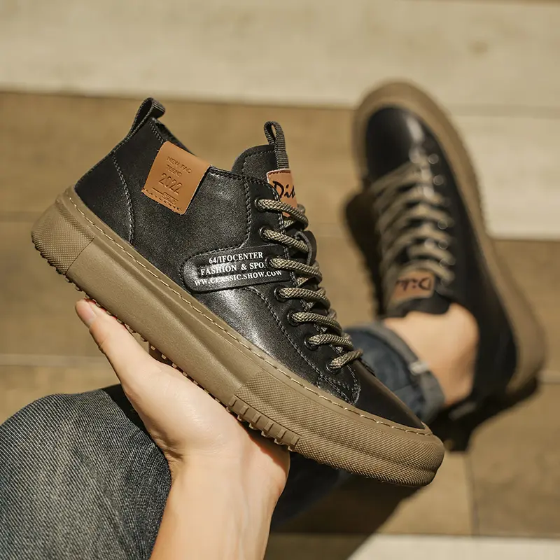 Men’s Mid-Top Casual Footwear - Soft PU Upper, Comfortable Sole, Lace-Up Trainer, Trendy Outdoor Wear Runner Shoes, Walking Shoes, Closed, Running, Athletic, Sports Shoes