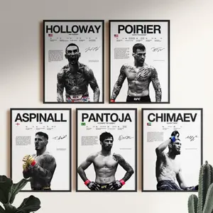 Holloway Poirier Chimaev Aspinall Pantoja Poster, UFC Fighter Wall Print, UFC Print Set Decor, Gift for ufc Fan