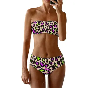 Women's Bandeau Bikini Sets High Waisted Cheeky 2 Piece Strapless Bathing Suit