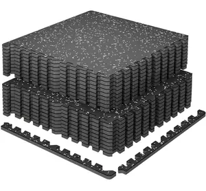 SUPERJARE 0.79in EVA Foam Interlocking Tiles, 24''x 24''/Each, Yoga & Exercise Mat with Rubber Top for Home Gym, Home Workout Equipment & Cardio Machine Use, Weight Lifting Protection