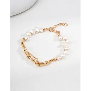 Natural pearl and 925 silver lava-shaped bracelet, Y2K style jewelry, perfect gift, beautifully packaged in a gift box # Douyin made me buy it # Daily Jewelry