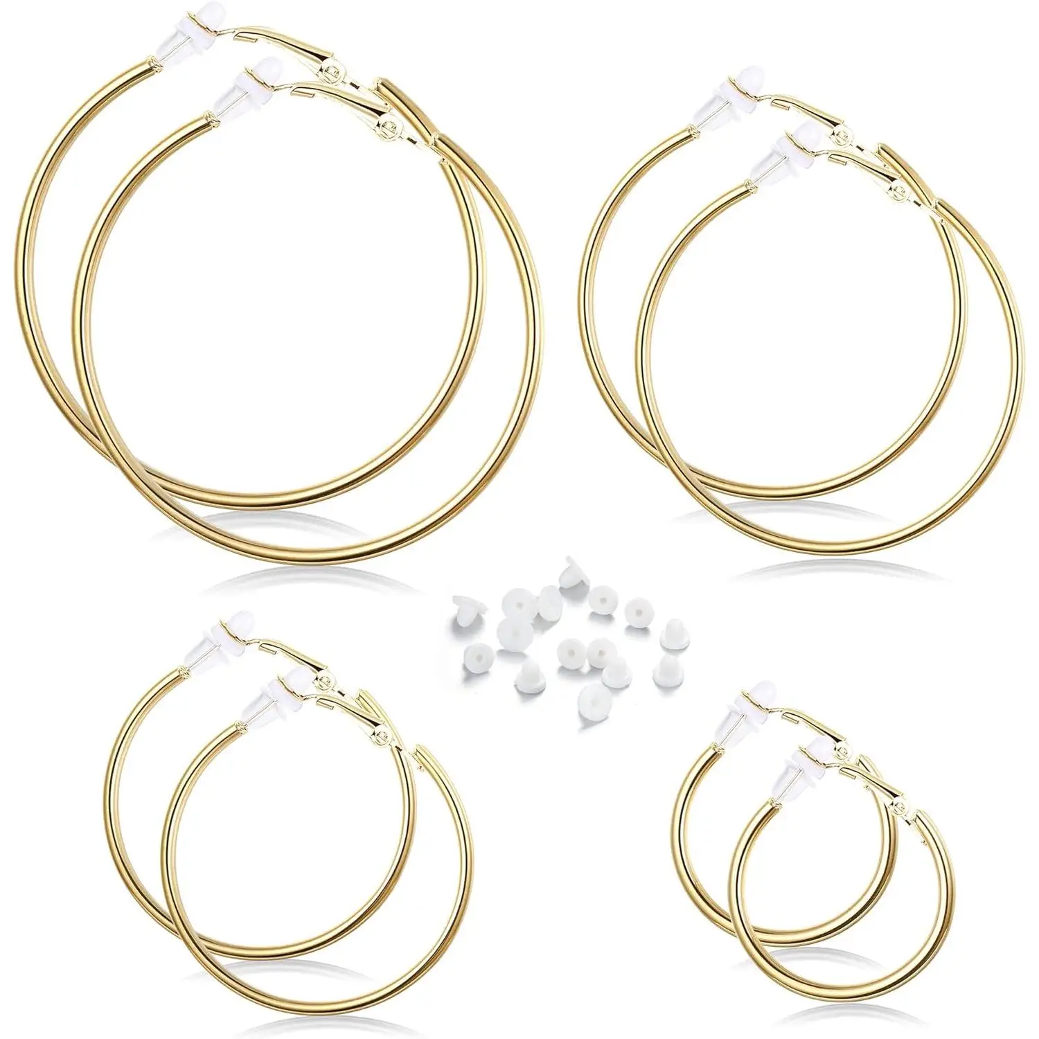 Jstyle Clip on Hoop Earrings for Non Pierced Ears Stainless Steel Fake Hoops Clip Earrings Daily