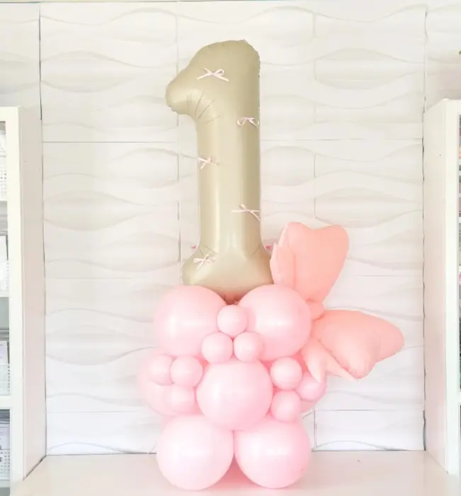 Bow Party Number Balloon Tower - Bow Birthday - Bow Party -Coquette Birthday -Pink Coquette Balloons DYI - Number Balloon Towers - Bow