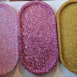 Epoxy resin glitter trinket trays