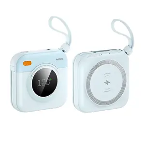 Remax Portable Charger Magnetic Power Bank Wireless Fast Charging 10000mAh Type-C Cable Lighting for Iphone Samsung Google Compact Travel Phone