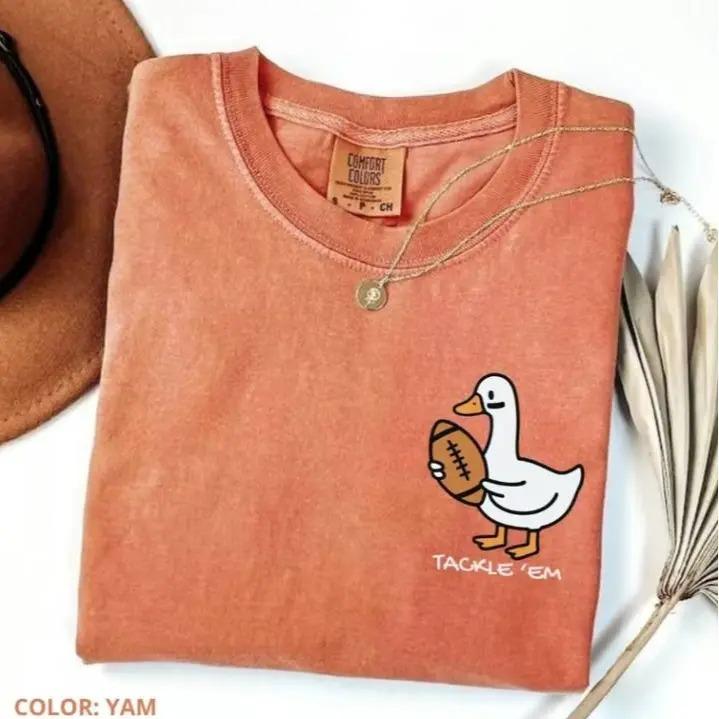 Comfort Colors Football Goose T-Shirt, Football Lover Gift, Silly Goose Shirt for Fan, Tailgating Gift, Game Day, Touchdown Top