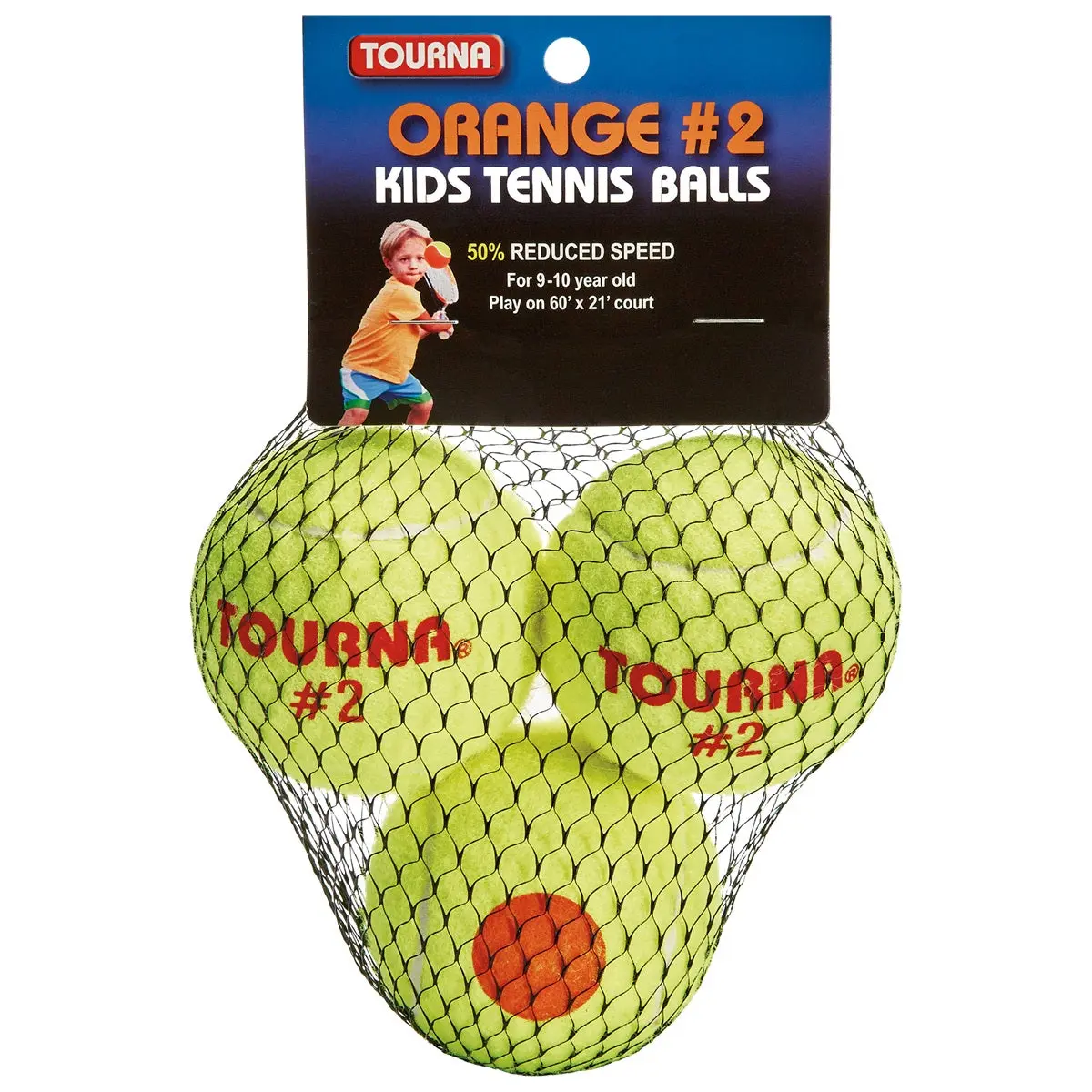 Tourna Youth Orange Dot Tennis Balls - Bag (3 Balls)