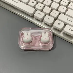 Kawaii Miffy Contact Lens Case Cute Eyes Kit Clear Travel Portable Holder Lovely Multi-Compartment Soaker Box Set Girl Gift