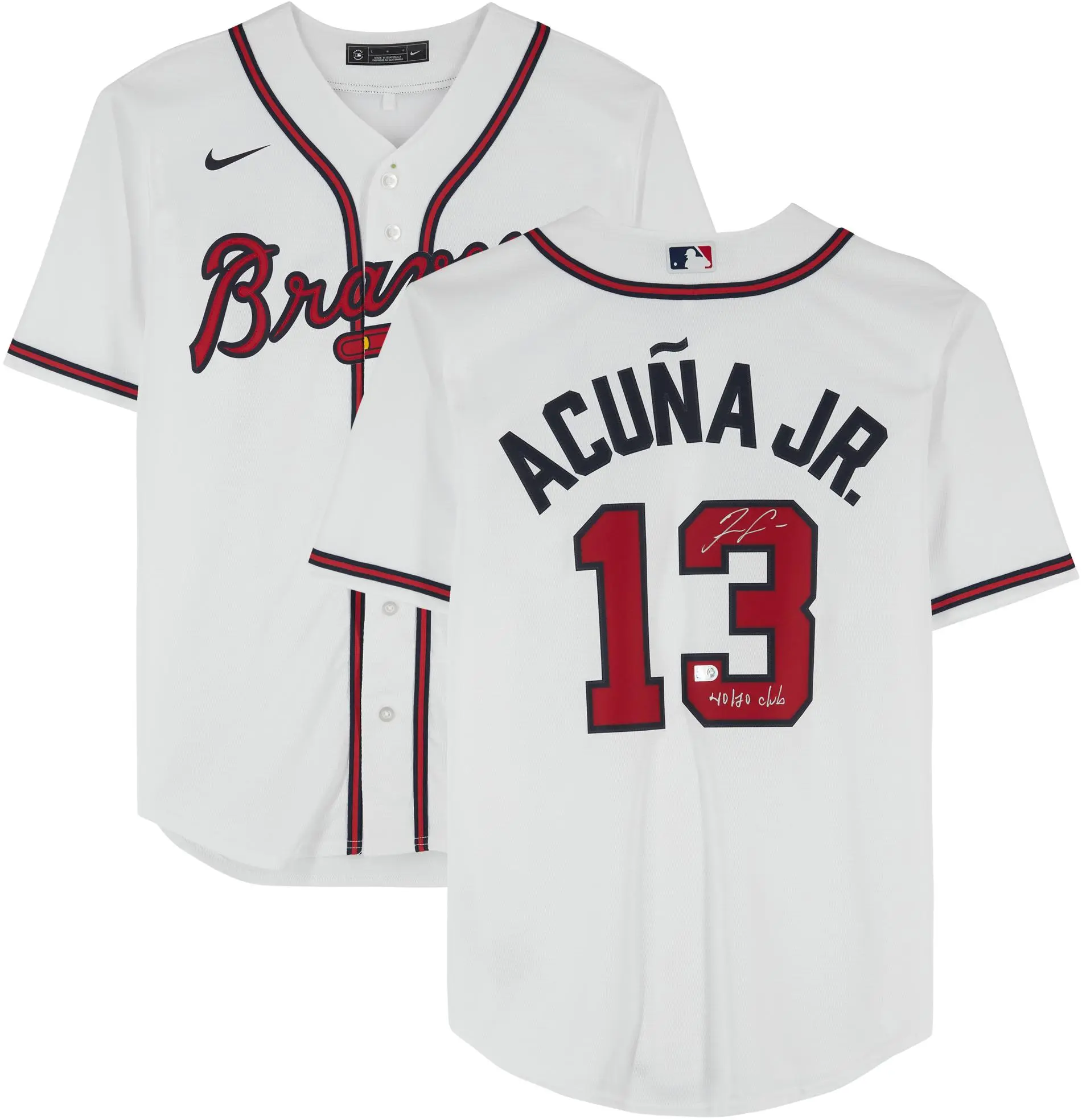 Ronald Acua Jr. Atlanta Braves Autographed White Nike Replica Jersey with "40/70 Club" Inscription - Fanatics Authentic Certified
