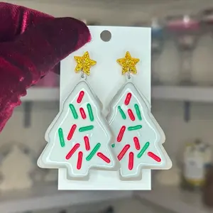 Christmas tree cookie earrings