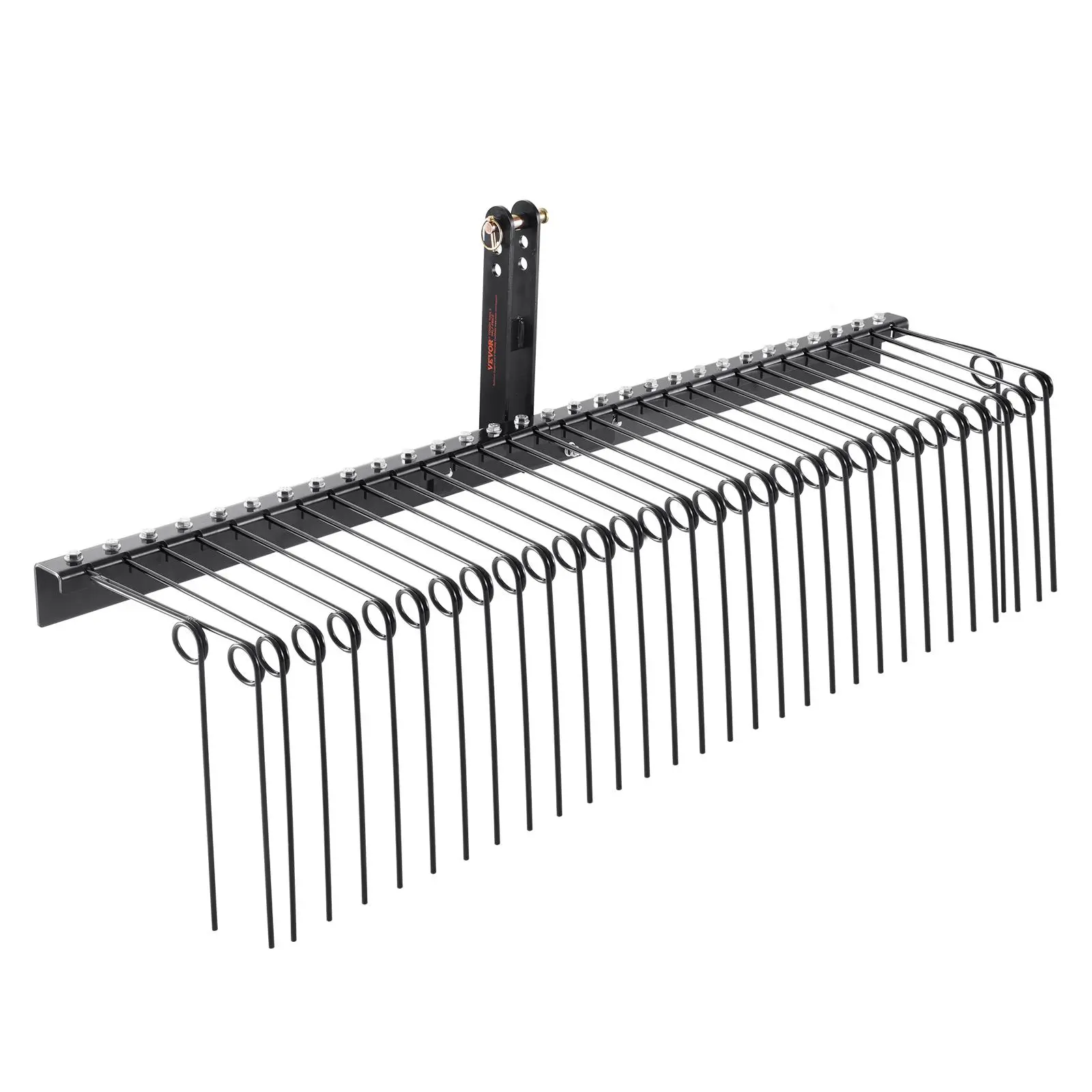 【summerfinds】VEVOR Tow Behind Landscape Rake, 72" Tow Dethatcher with 32 Steel Tines, Lawn Dethatcher Rake Attaches to Category 1, 3 Point Hitch for Tractor, for Leaves, Pine Needles, Straw, and Grass, Durable Gardening Tools, A Rake