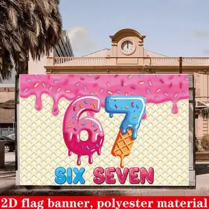 Funny Meme Birthday Photo Booth Background, Fun Donut Party Decoration, Ice Cream Banner Wall Decor, Polyester Material for Parties and Birthdays