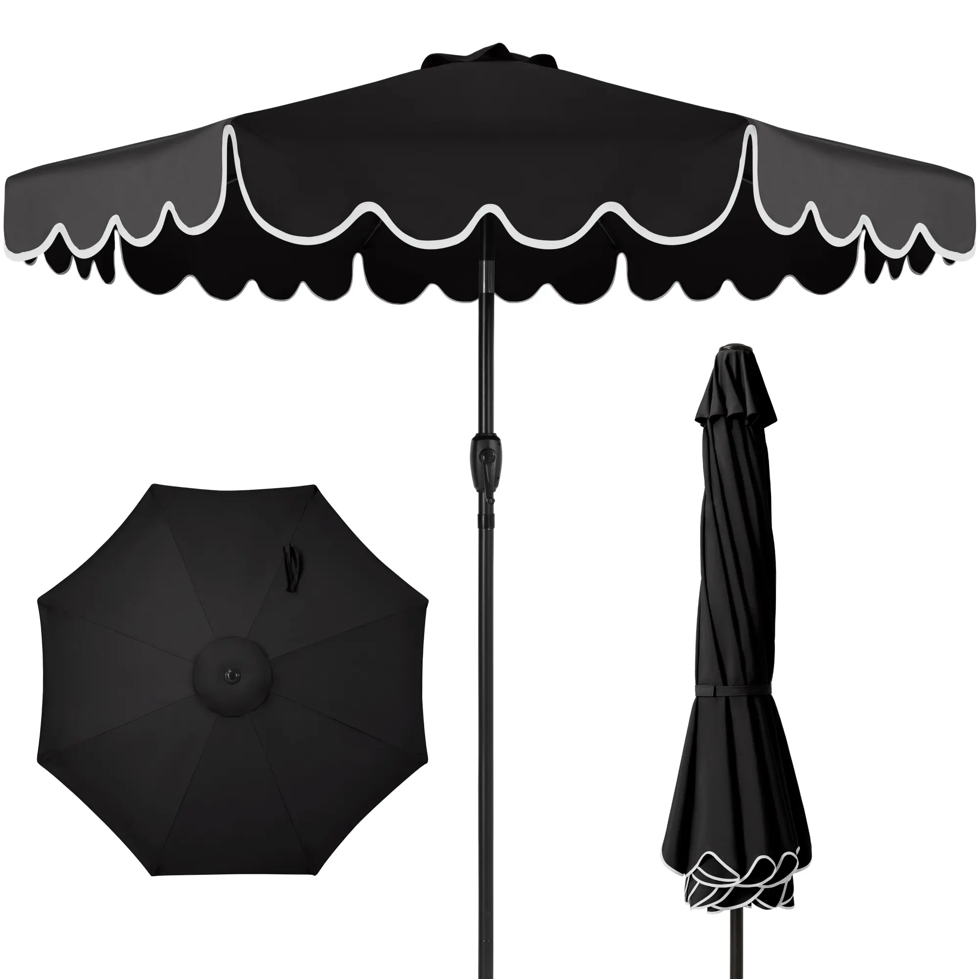 Best Choice Products 9ft Patio Market Umbrella with Scallop Trim, Fade-Resistant, Crank & Tilt, Wind Vent