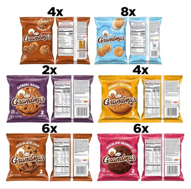 Grandma's Cookies, Variety Pack, (Pack of 30)