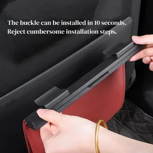 1pc Universal Fit Faux Leather Car Seat Back Organizer with Magnetic Closure, Storage Bag for Vehicle Interior Accessories