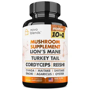 Mushroom Supplement 10x Complex - Lions Mane, Turkey Tail, Cordyceps, Reishi, Chaga, Maitake, Shiitake, Oyster Extract Mushrooms - Nootropic Brain Support Supplements for Memory and Focus