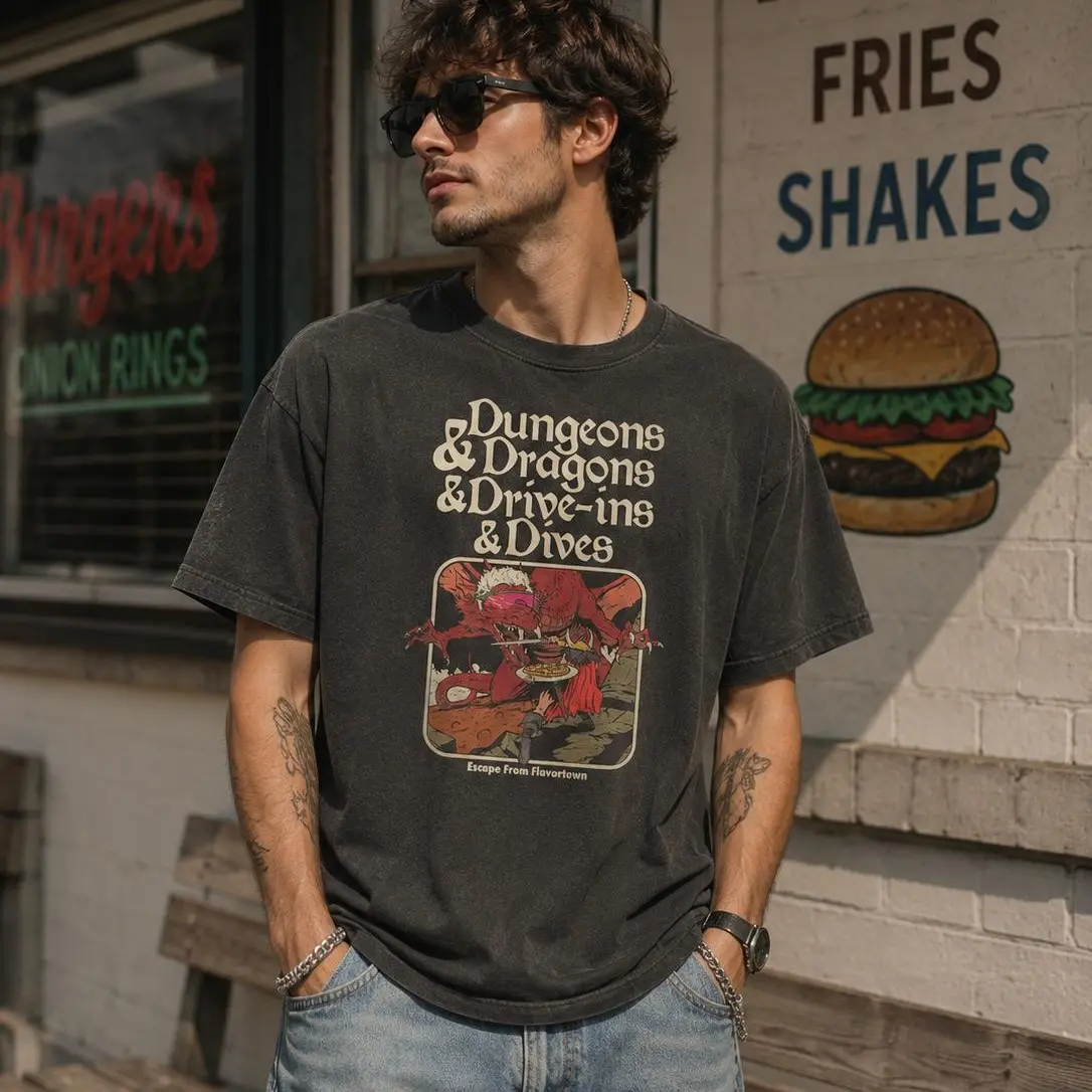 Dungeon Dragon Dive ins and Dives, Graphic TShirt, Guy fieri Tshirt ,Vintage Comfort Colors Shirt