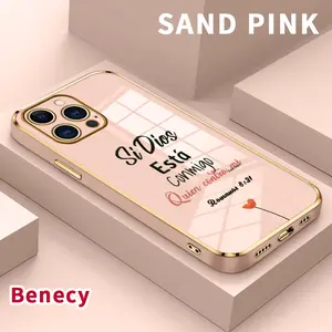 Luxury Electroplated TPU Phone Case for iPhone 17 15 Pro Max 16 14 Air Plus 13 12 11 Divine Companionship Classic Straight Design Ultra Thin Soft Smartphone Cover