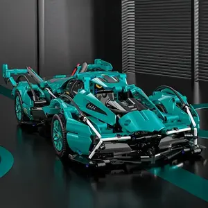 Super Car Model Kit with Openable Hood and Functional Doors, Large Blue Building Blocks Set, Stem Gift for Adults, Compatible with Major Systems