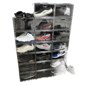 Amllas 8 Pack Shoe Boxes Stackable, Large Shoe Storage Organizer with Lids,Drop Side Shoe Containers