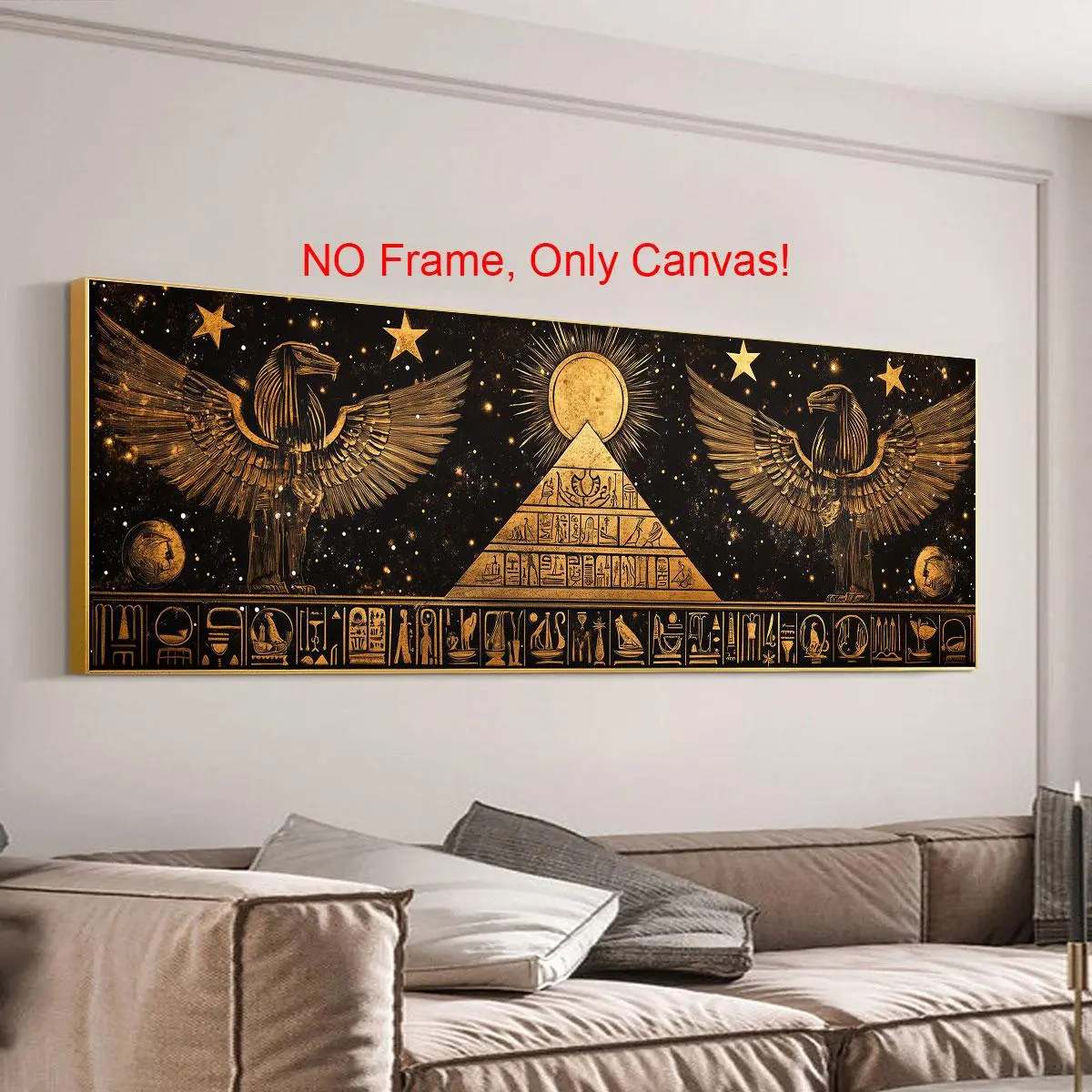 Ancient Egyptian Pyramid Pattern Unframed Painting, 1 Count Retro Pyramid Poster, Wall Art Decor for Home Living Room Bedroom Office, Ornaments