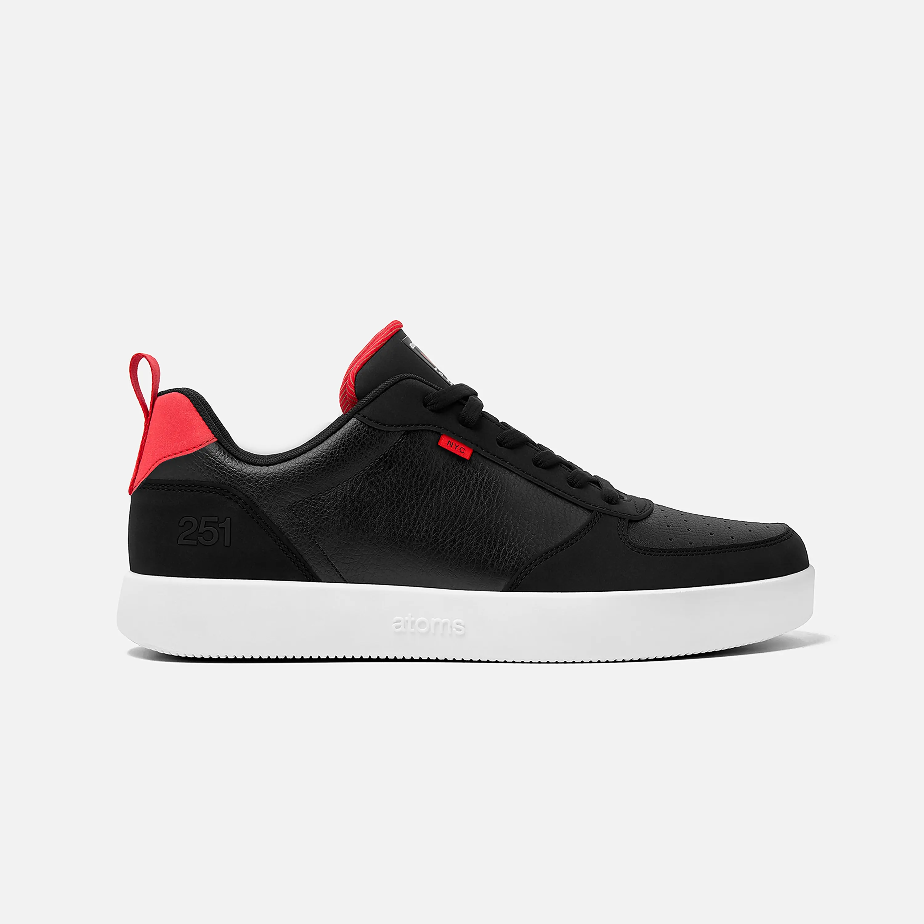 Atoms x MKBHD Model 251 Low-Top Red & Black – Sustainable Limited Edition Everyday Comfort Sneakers, Leather, Walking Shoes, Footwear, Trainer, Antimicrobial, Corrective Support For Foot Pronation