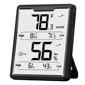 Digital Hygrometer Room Thermometer Indoor, Humidity Meter with Large LCD Display, Temperature Humidity  with Max Min Records, Black