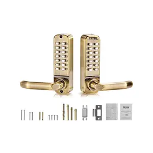 fathersdaygift VEVOR Mechanical Keyless Entry Door Lock, 14 Key Mechanical Door Lock, Mechanical Keypad Door Lock with Handle, Double-Sided Stainless Steel Waterproof Keyless Gate Lock, for Home Office Fence Garage