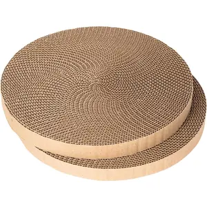 Round Cat Scratcher Refill 10 Inch Diameter 7/8 Inch Thickness Cardboard Cat Scratching Board Replacement Pads 2pcs for Indoor Cats
