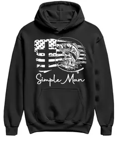 Simple Man Fishing Hoodie - American Pride Soft Fleece Pullover for Men & Women - Perfect Gift for Dad Boyfriend Husband Grandpa Son - Versatile & Stylish