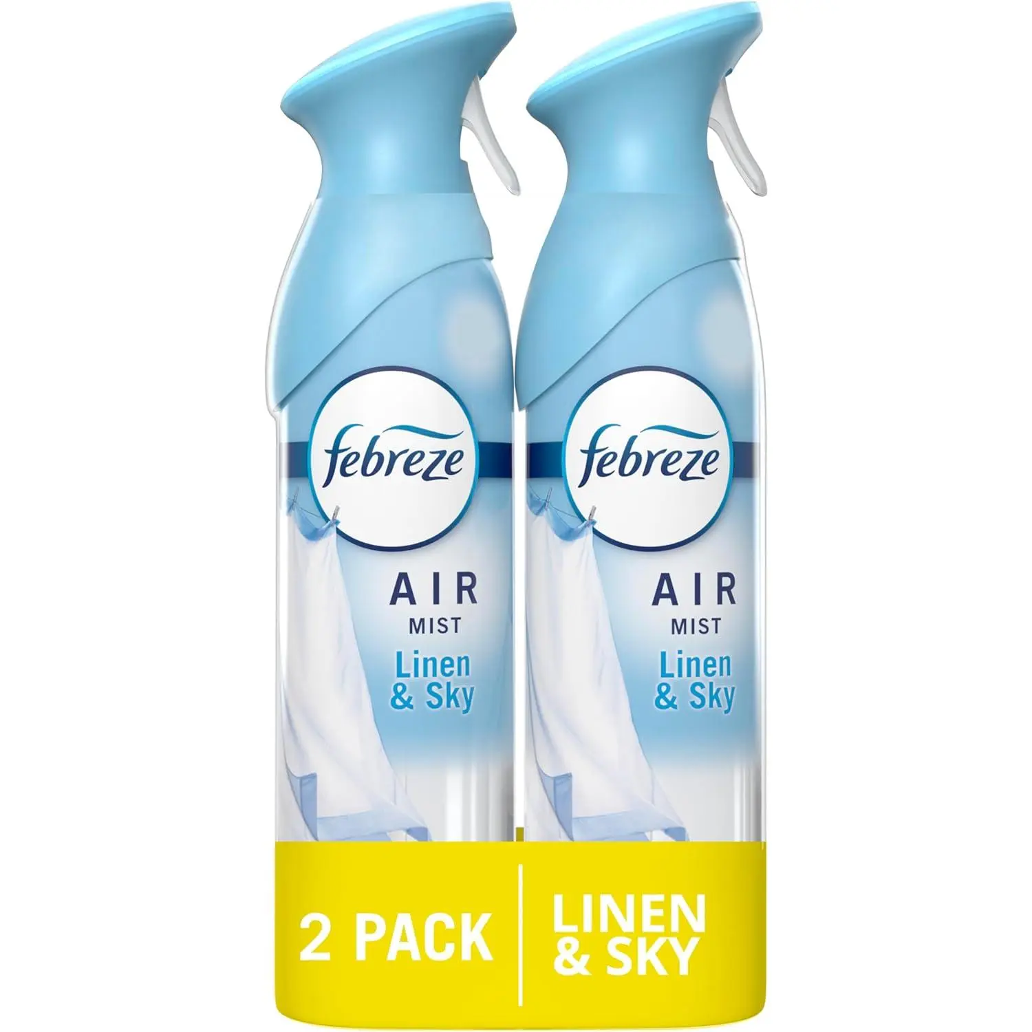 Air Mist Air Freshener Spray, Odor-Fighting Room Spray, Air Fresheners for Home and Bathroom and Kitchen, Aerosol Can, Linen & Sky Scent, 8.8oz, 2 Count