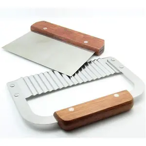Pack of 2 Stainless Steel Wavy & Straight Soap Mold Loaf Soap Cutter Garnish Potato Vegetable Cake Cutting Tool