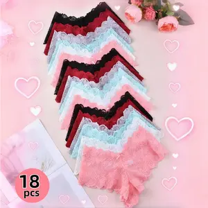 H   18-Pack Plus Size Lace Panties, printed design, delicate and simple,stylish and charming, Soft and comfortable for daily & home wear,suitable for all seasons. Bridal.underwear for women.thong.ladies' intimates